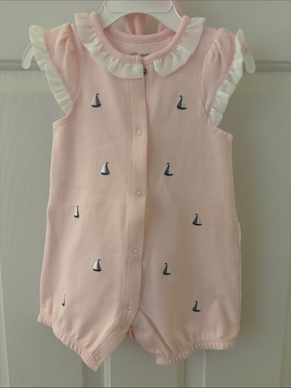 Little Me: Romper light pink with head band.